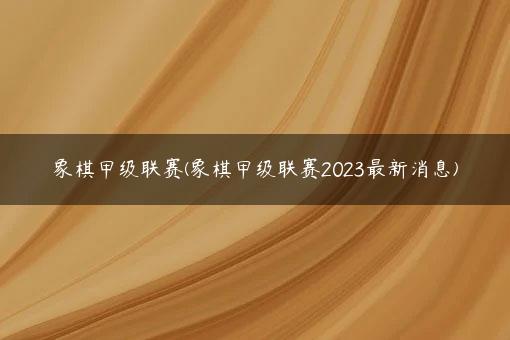 象棋甲级联赛(象棋甲级联赛2023最新消息)