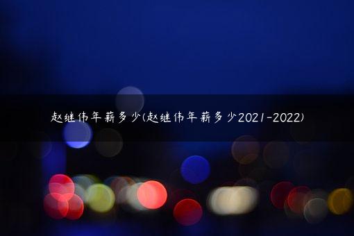 赵继伟年薪多少(赵继伟年薪多少2021-2022)