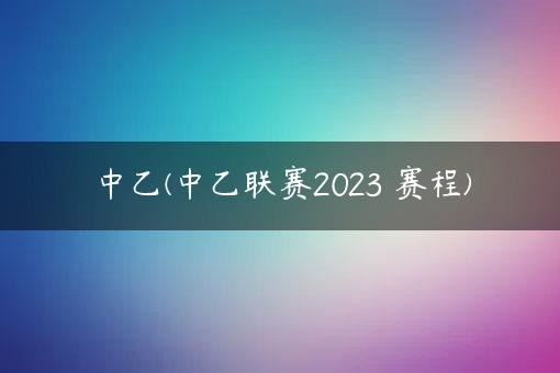 中乙(中乙联赛2023 赛程)