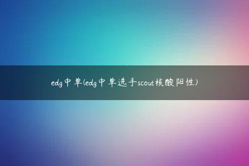 edg中单(edg中单选手scout核酸阳性)